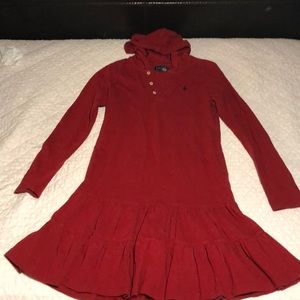 Ralph Lauren Girls Red Dress Long Sleeve